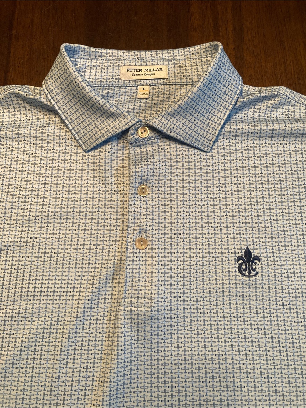 Peter Millar Summer Comfort Light Blue Plane AOP Golf Polo